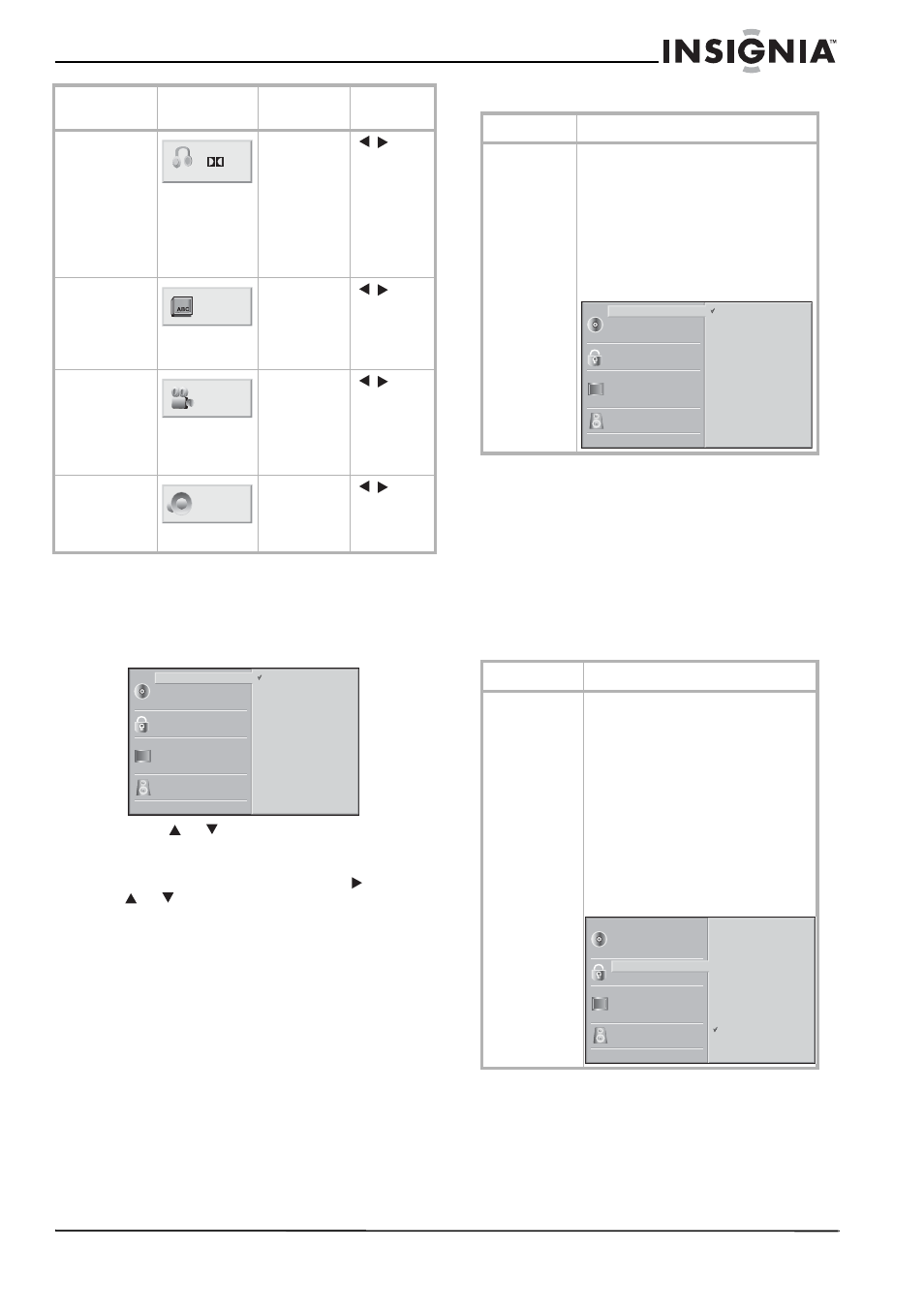 Accessing the on-screen menus, General operation, Language menu parental control | Items function selection method, Menu description | Insignia NS-H3005 User Manual | Page 17 / 116