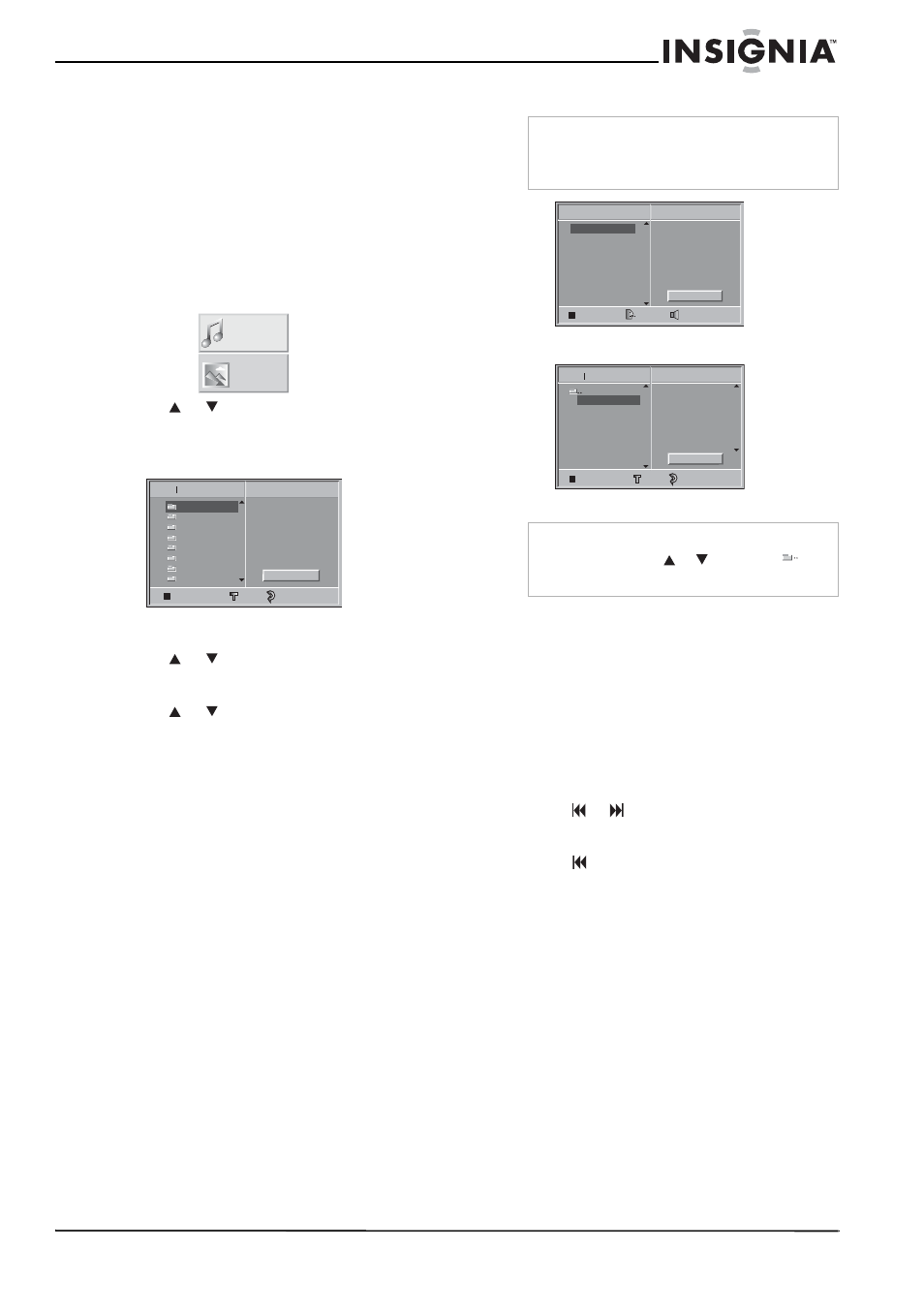 Pause, Moving to another track, Repeat track/all/off | Insignia NS-H3005 User Manual | Page 29 / 116