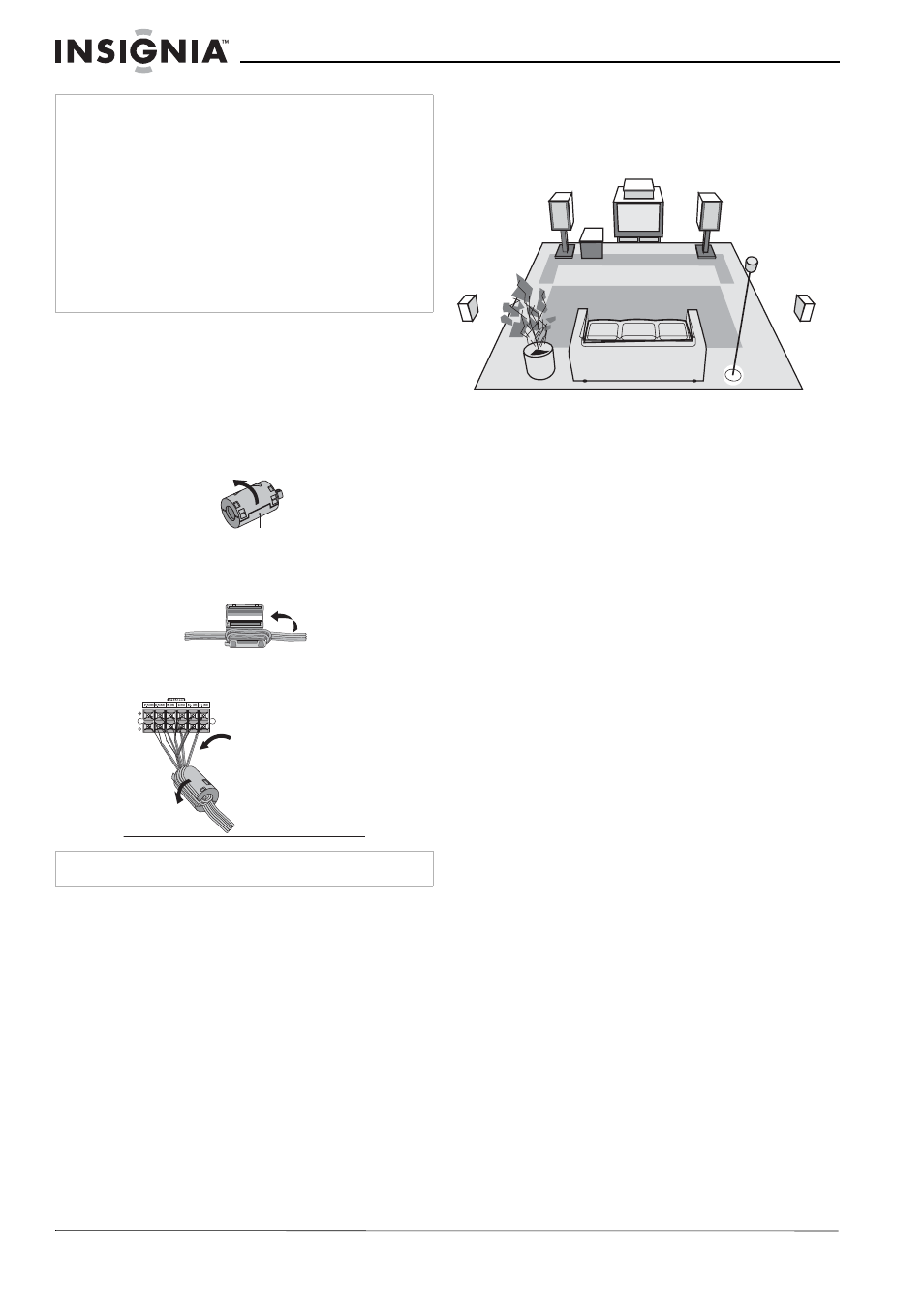 Fixation du tore magnétique, Agencement des haut-parleurs | Insignia NS-H3005 User Manual | Page 48 / 116