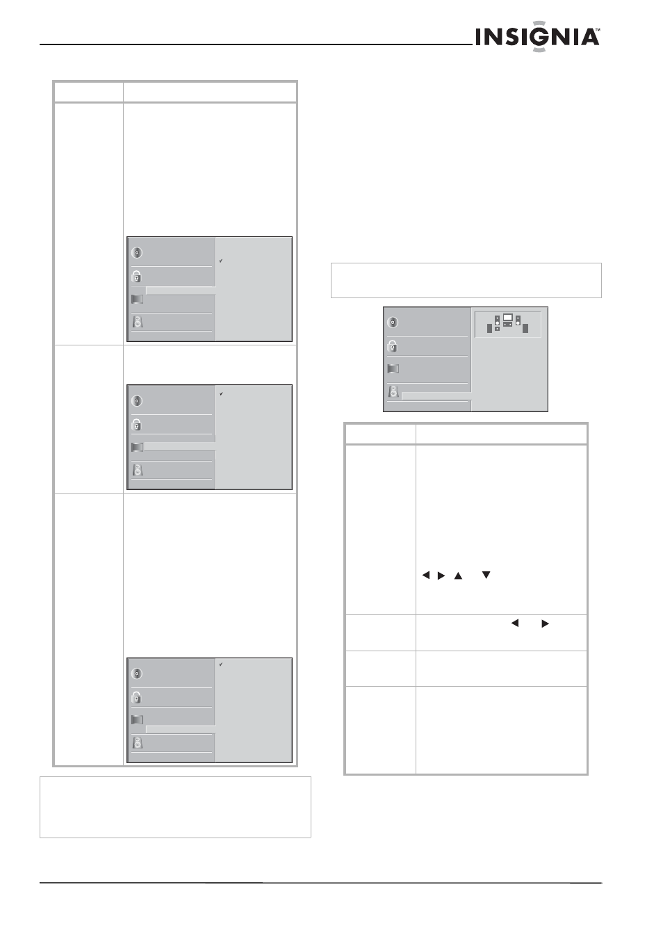 Menu image, Configuration des haut-parleurs, Menu description | Insignia NS-H3005 User Manual | Page 55 / 116