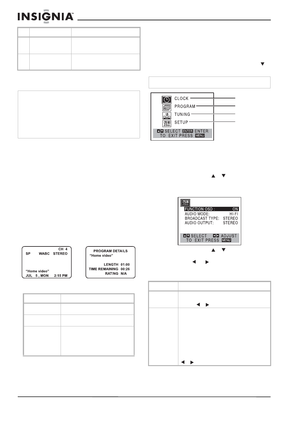 Obteniendo información fácil, Acceso a los menú de pantalla | Insignia NS-H3005 User Manual | Page 88 / 116