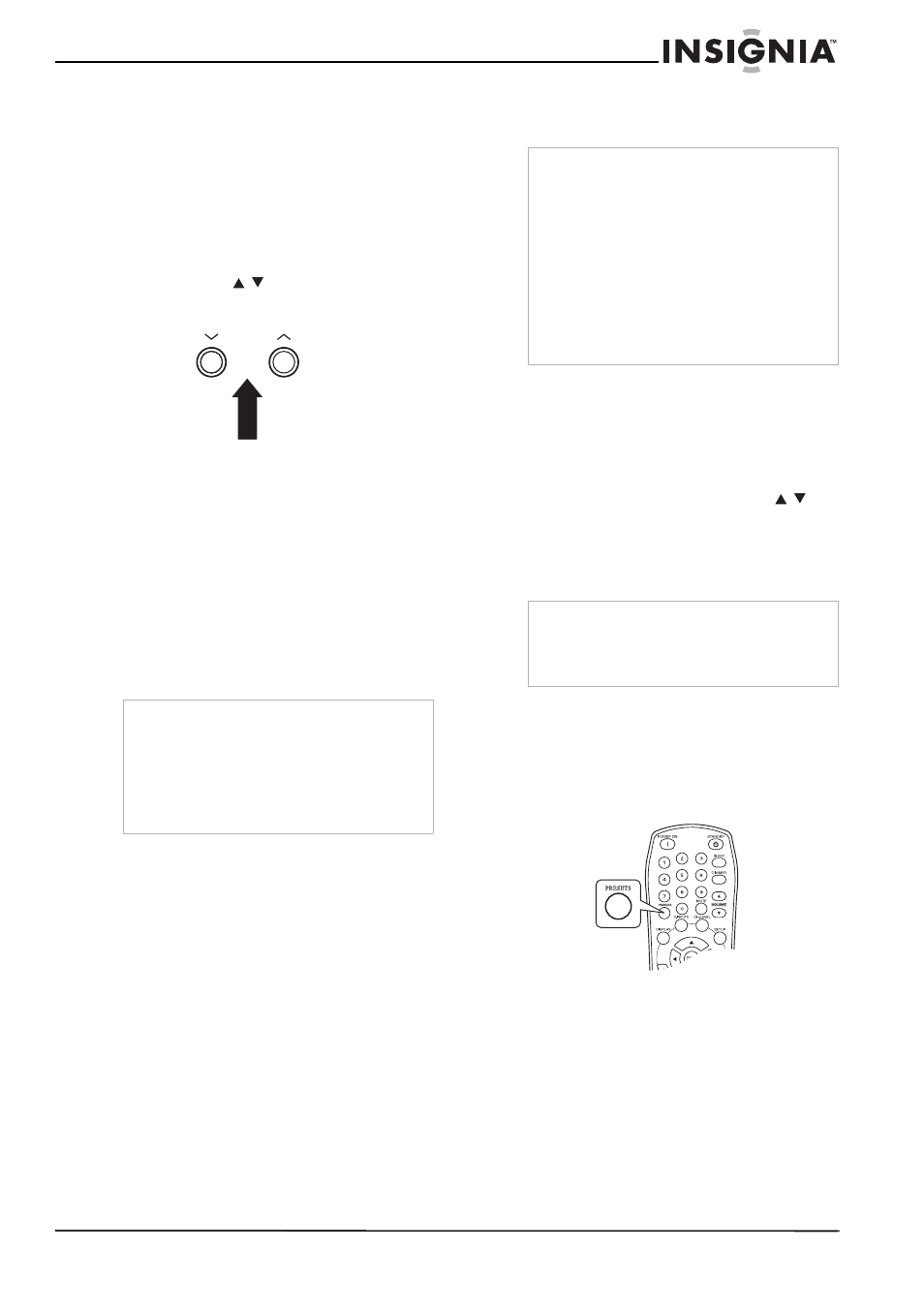 Préréglage automatique, Préréglage manuel, Syntonisation des stations préréglées | Balayage des stations préréglées en séquence | Insignia NS-R5100 User Manual | Page 41 / 76