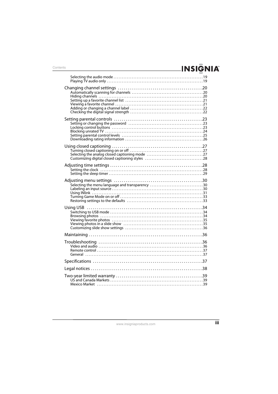 Insignia NS-32E570A11 User Manual | Page 3 / 48