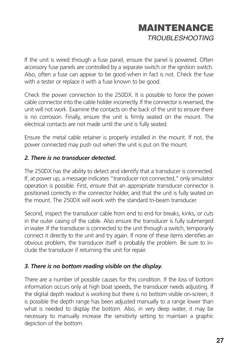 Maintenance | Insignia DUAL BEAM 250DX User Manual | Page 29 / 36