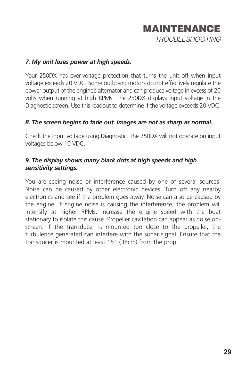 Maintenance | Insignia DUAL BEAM 250DX User Manual | Page 31 / 36