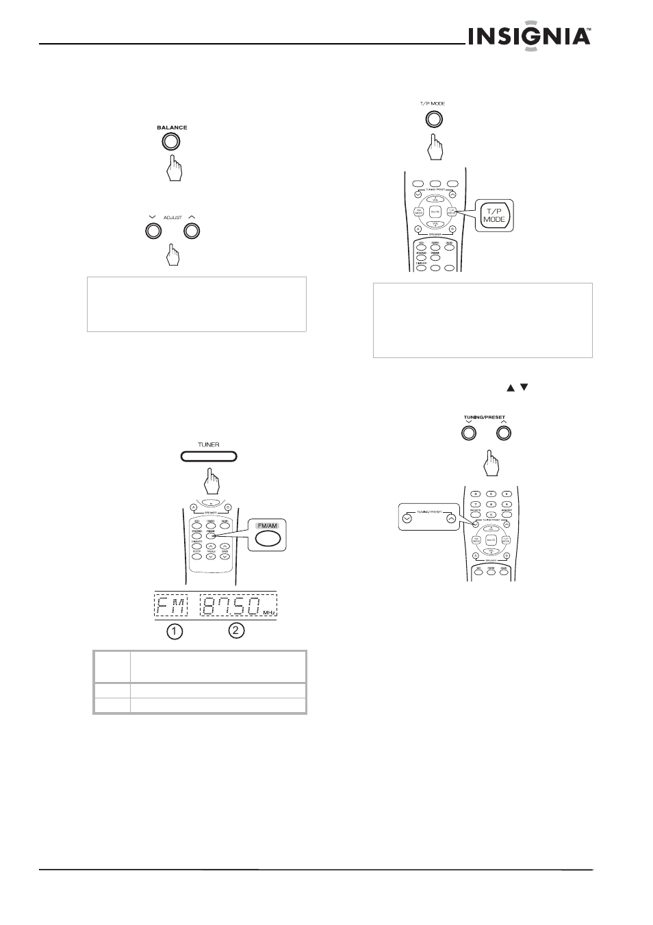 Réglage de la balance du volume sonore, Écoute d'émissions radio | Insignia NS-R2000 User Manual | Page 27 / 56