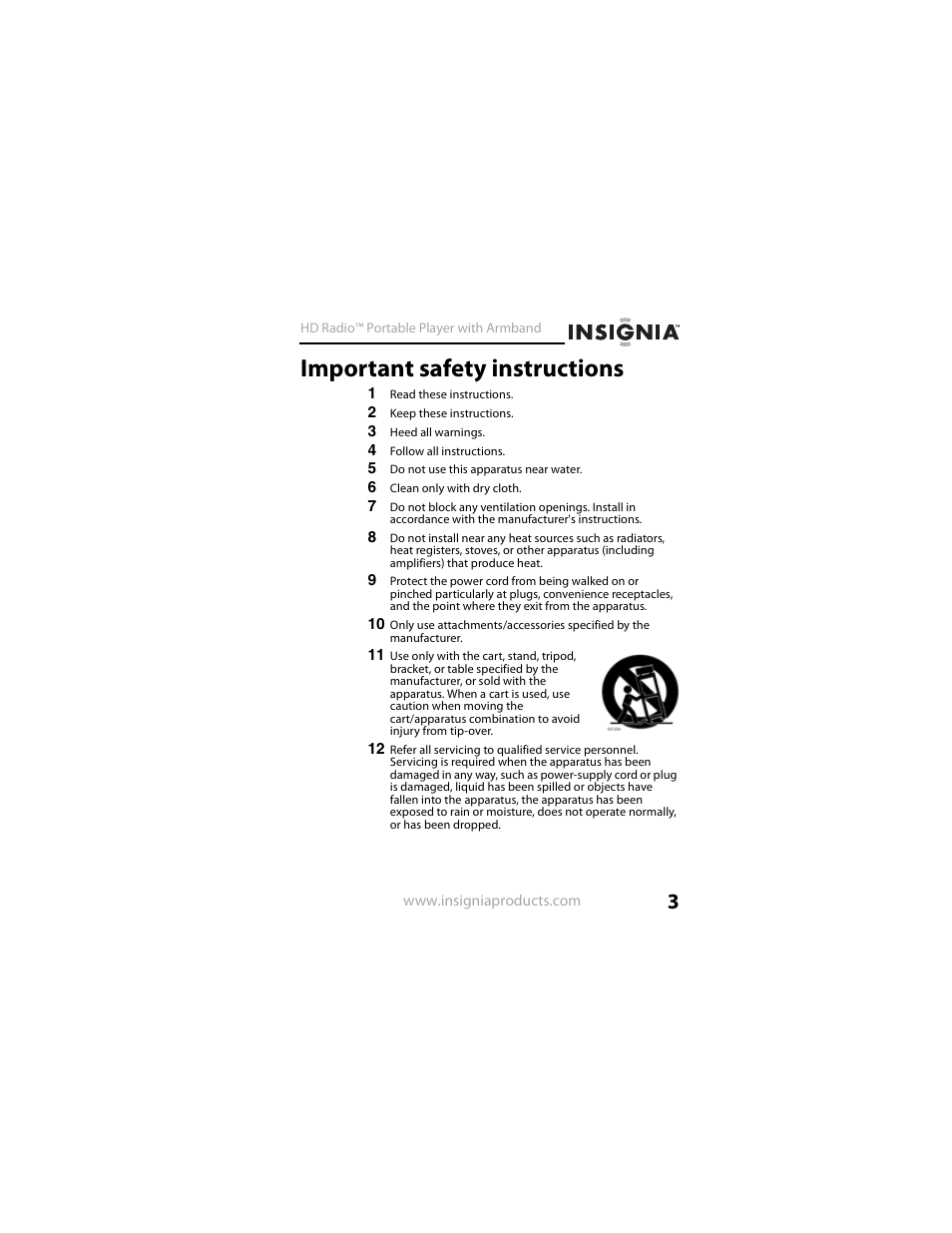 Important safety instructions | Insignia NS-HD01 User Manual | Page 3 / 44