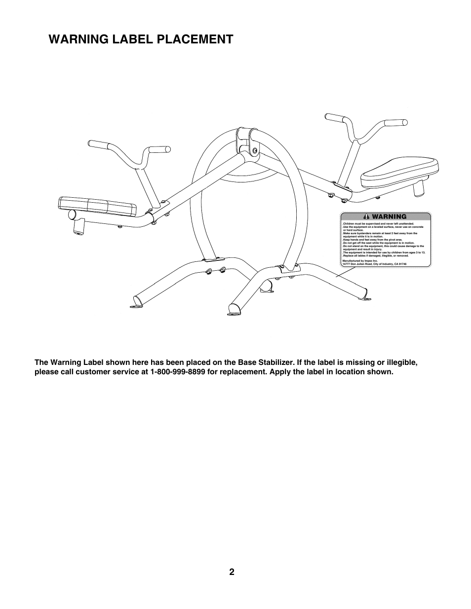 Warning label placement | Impex TT-210 User Manual | Page 3 / 11