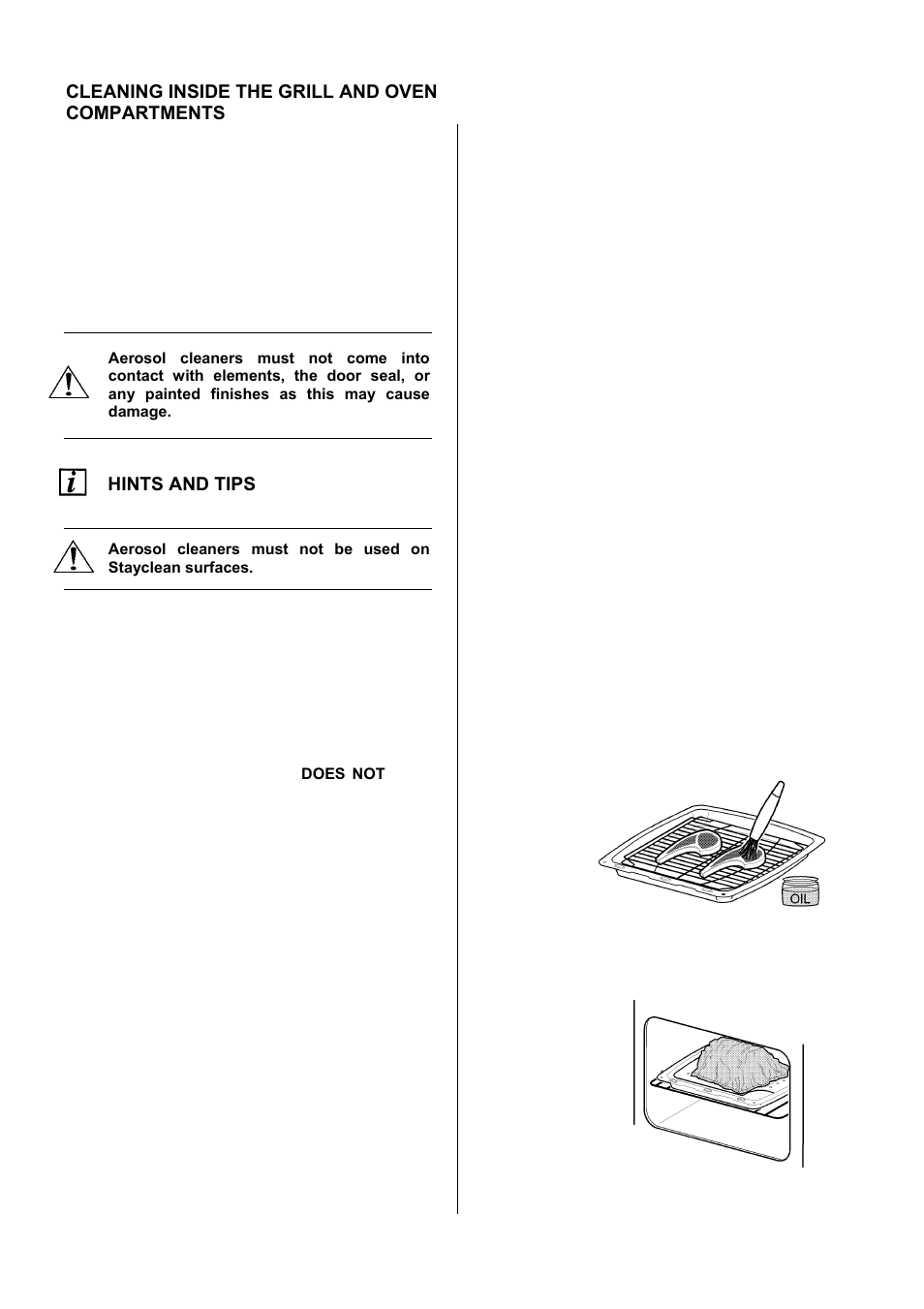 23 cleaning inside the grill and oven compartments, Hints and tips | INSIGHT 51 EKM6047 User Manual | Page 23 / 36