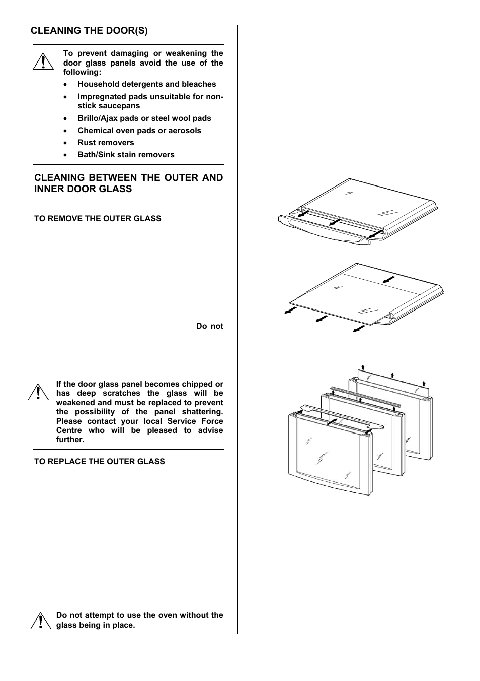 24 cleaning the door(s), Cleaning between the outer and inner door glass, The outer door glass is removable for cleaning | INSIGHT 51 EKM6047 User Manual | Page 24 / 36