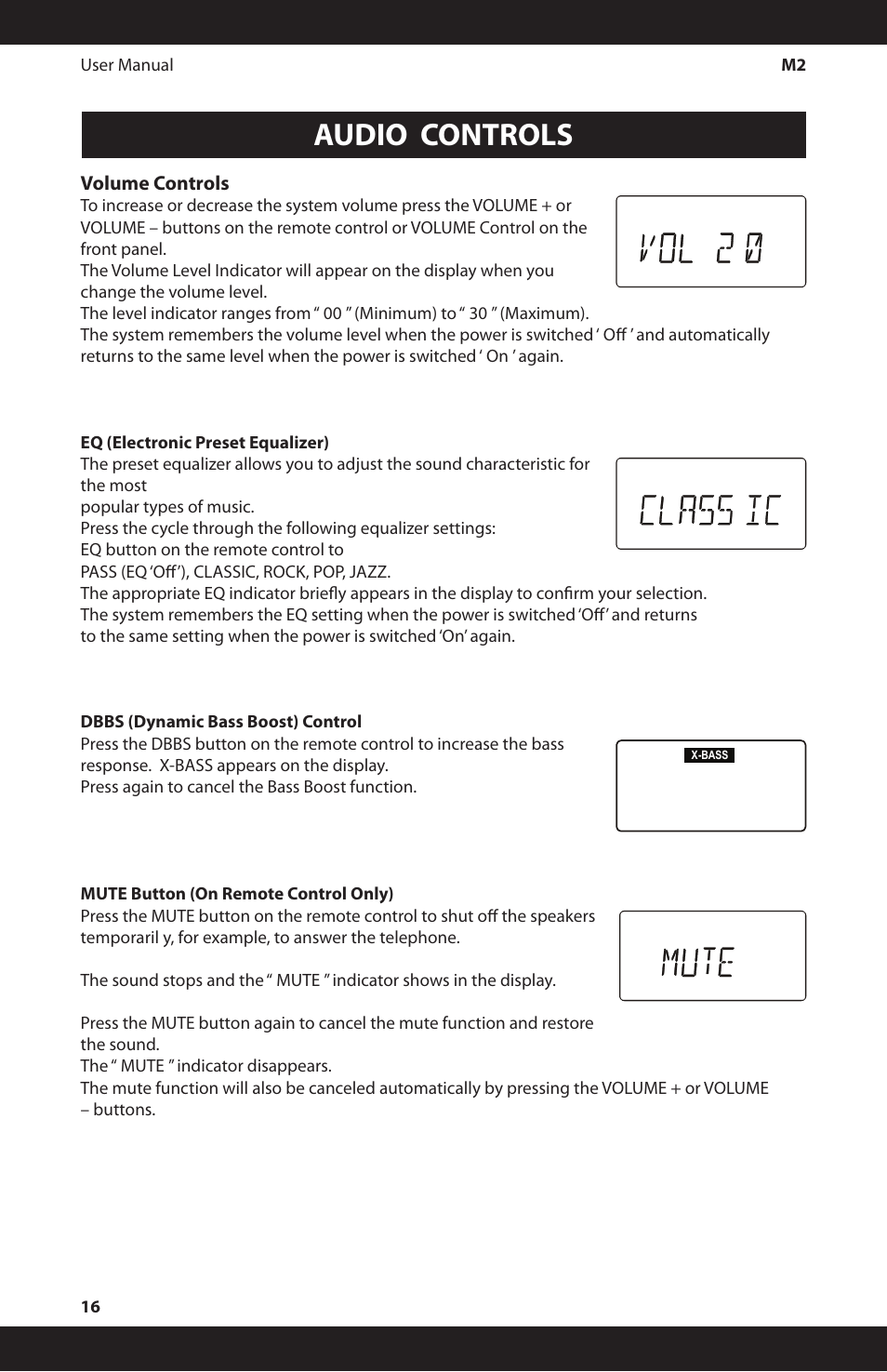 Audio controls | iSymphony M2 User Manual | Page 16 / 48