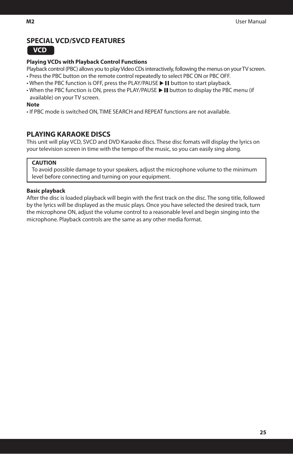 Special vcd/svcd features, Playing karaoke discs | iSymphony M2 User Manual | Page 25 / 48