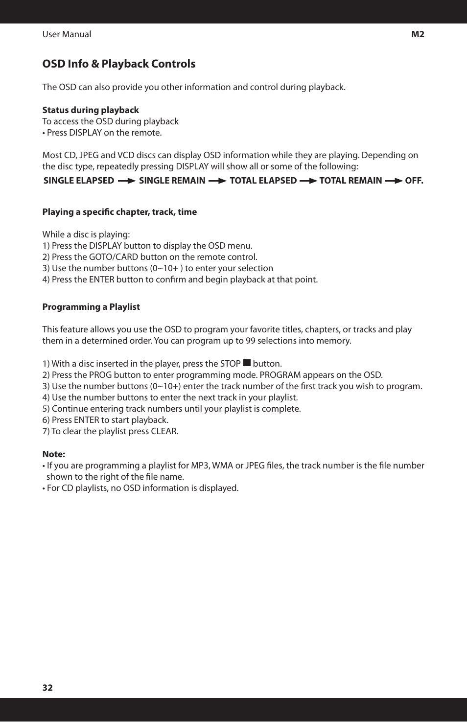 Osd info & playback controls | iSymphony M2 User Manual | Page 32 / 48