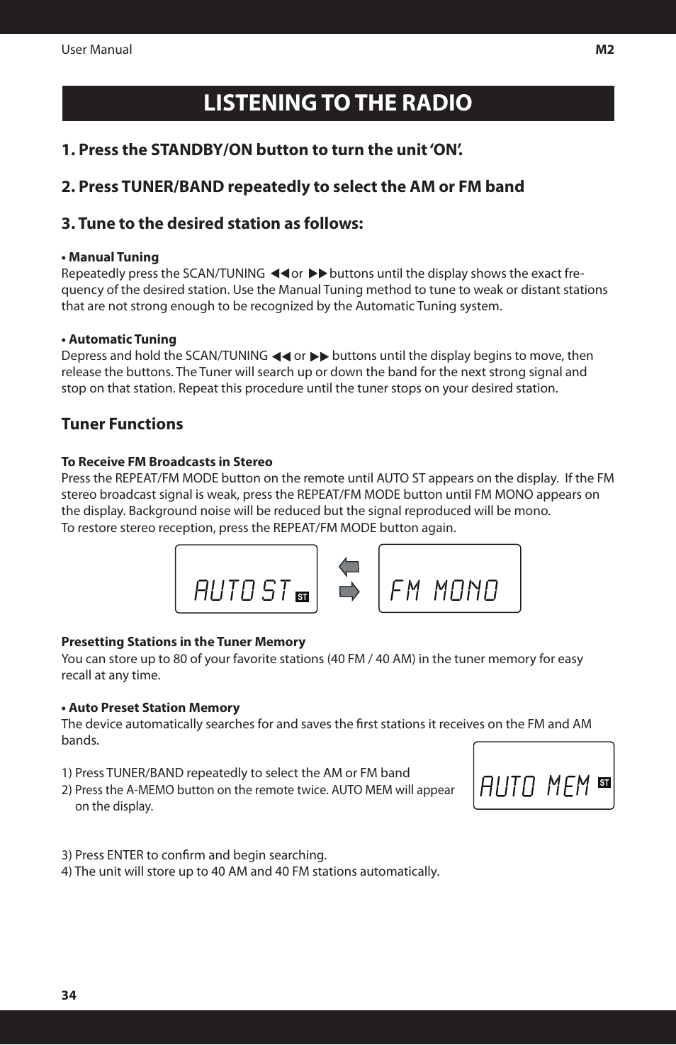 Listening to the radio | iSymphony M2 User Manual | Page 34 / 48