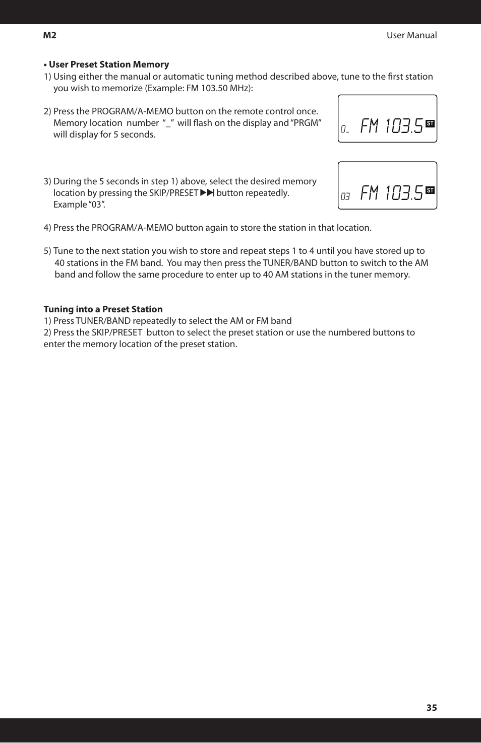 Fm 103. 5 | iSymphony M2 User Manual | Page 35 / 48