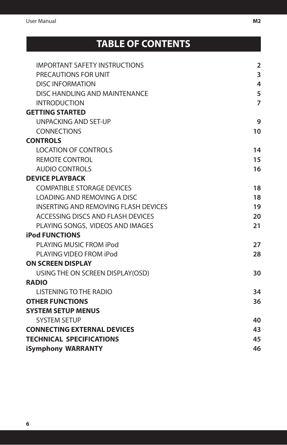 iSymphony M2 User Manual | Page 6 / 48