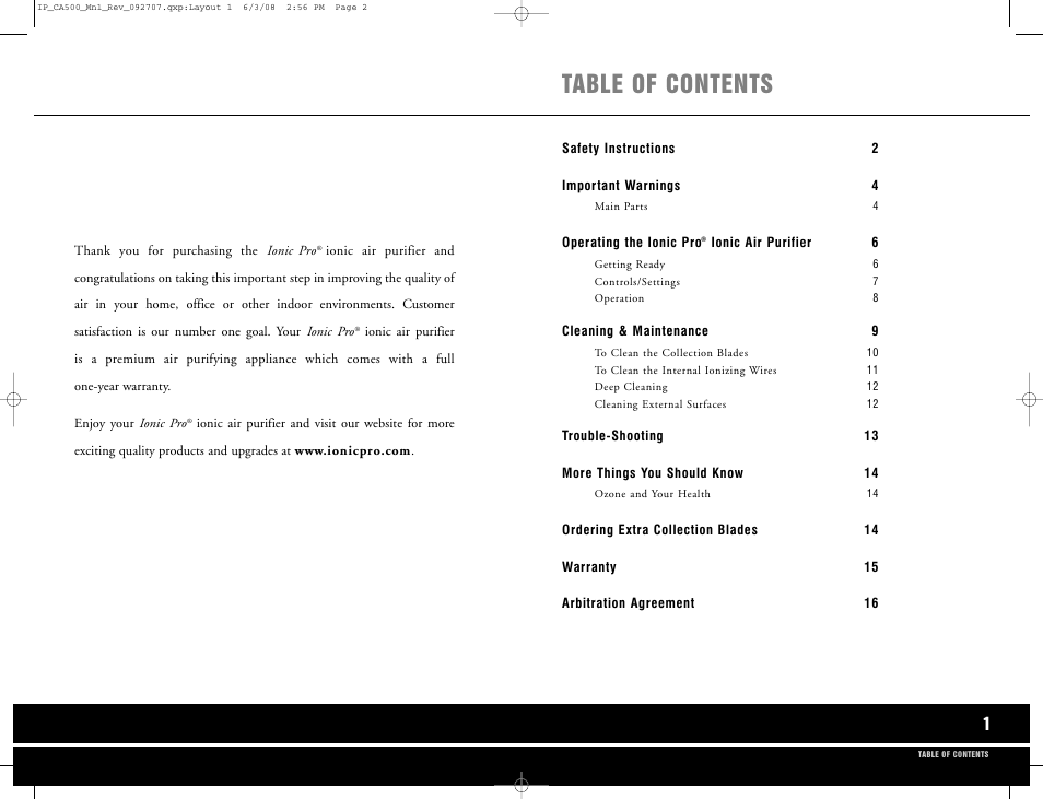Ionic Pro CA500 User Manual | Page 2 / 11
