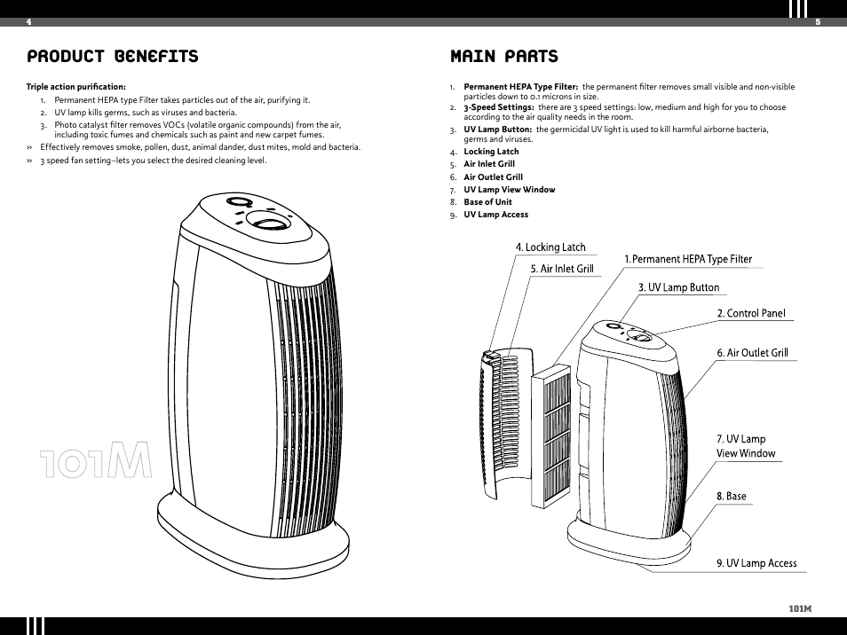 Product benefits, Main parts | Ionic Pro TP101M User Manual | Page 4 / 10