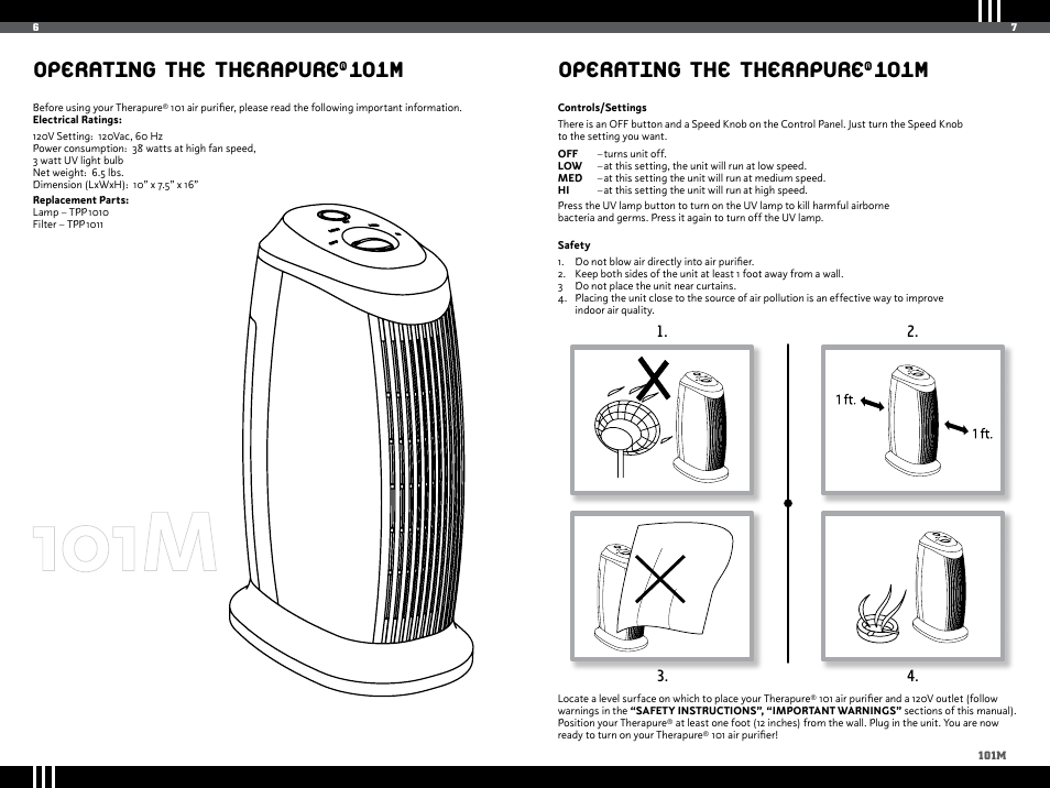 Operating the therapure, 101m | Ionic Pro TP101M User Manual | Page 5 / 10