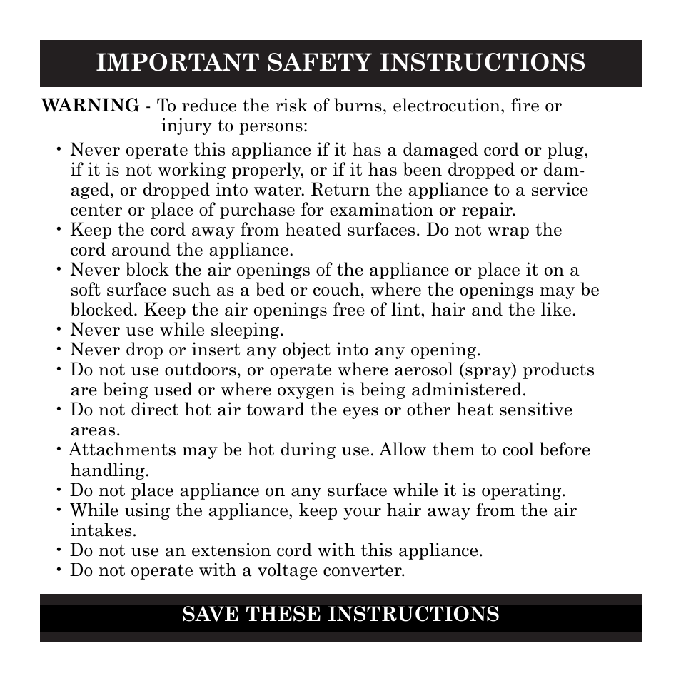 Important safety instructions | Ionic Pro SI749 User Manual | Page 4 / 11