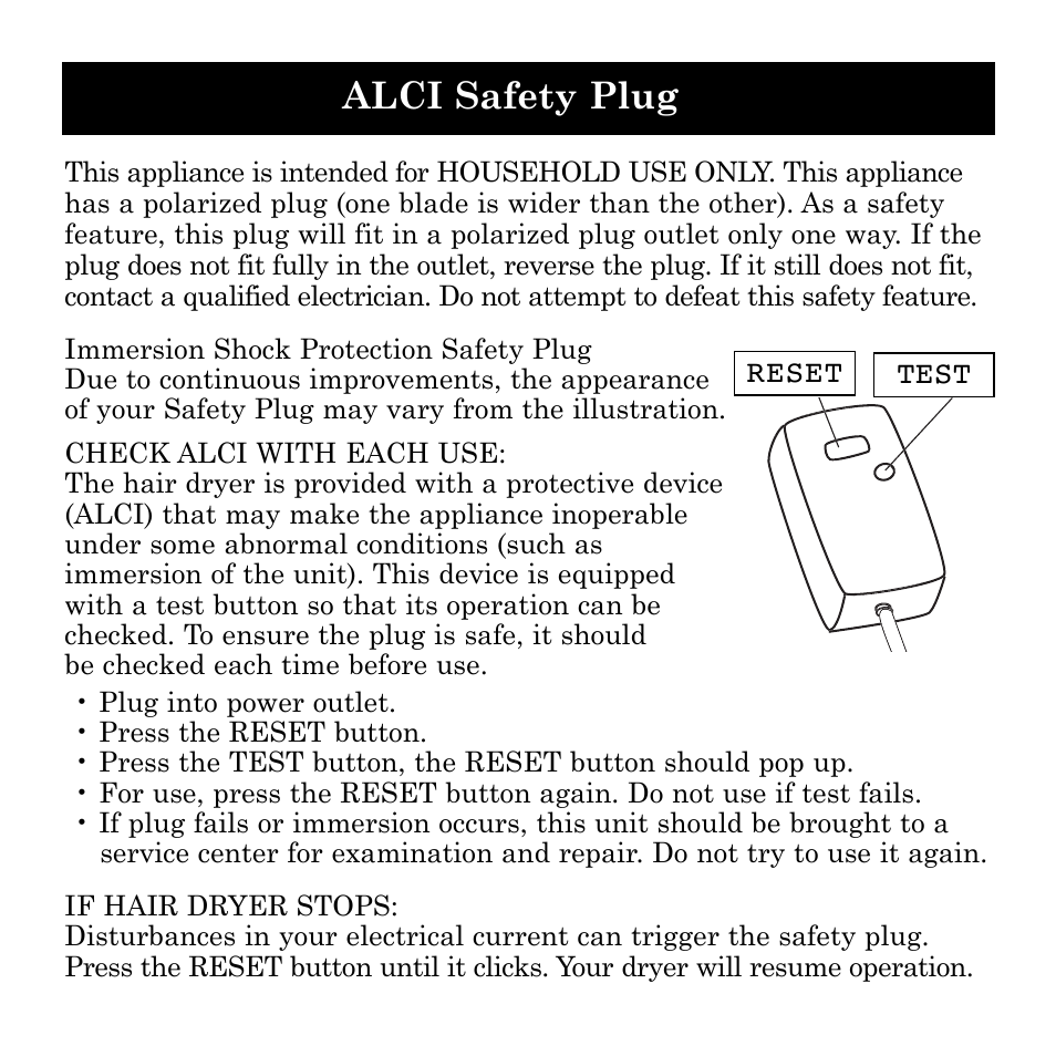 Alci safety plug | Ionic Pro SI749 User Manual | Page 5 / 11