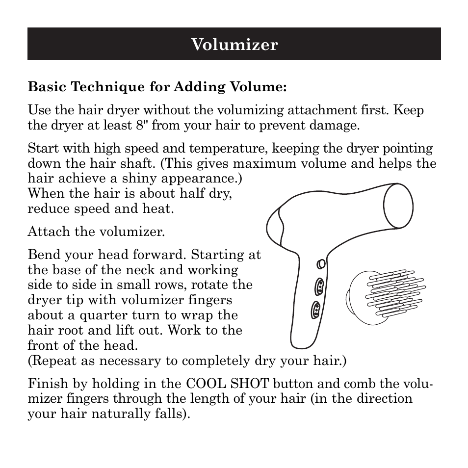 Volumizer | Ionic Pro SI749 User Manual | Page 8 / 11