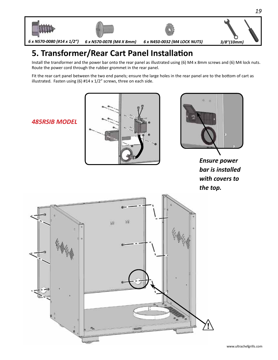 Transformer/rear cart panel installation | Interlink electronic L485SIB User Manual | Page 19 / 48