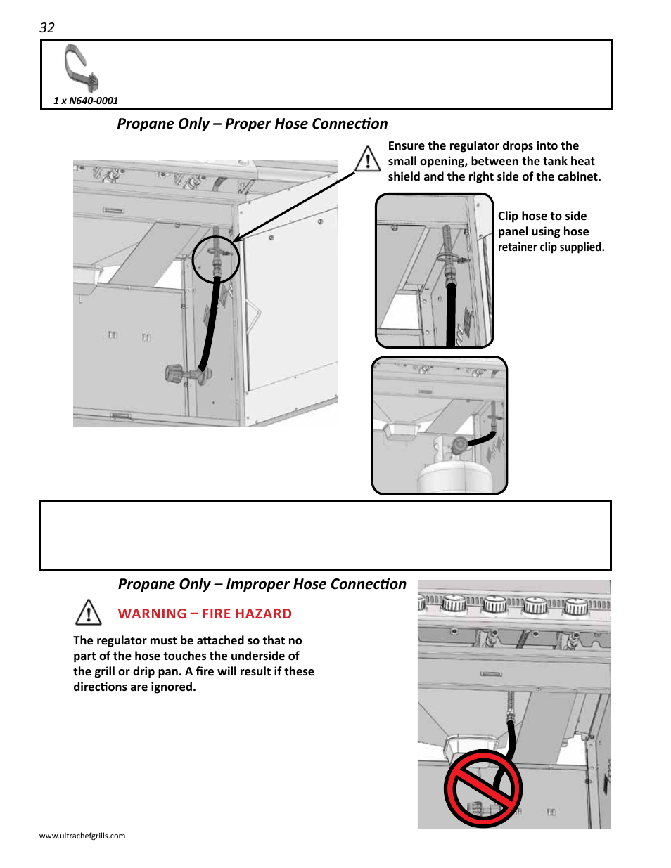 Propane only – proper hose connection, Propane only – improper hose connection | Interlink electronic L485SIB User Manual | Page 32 / 48