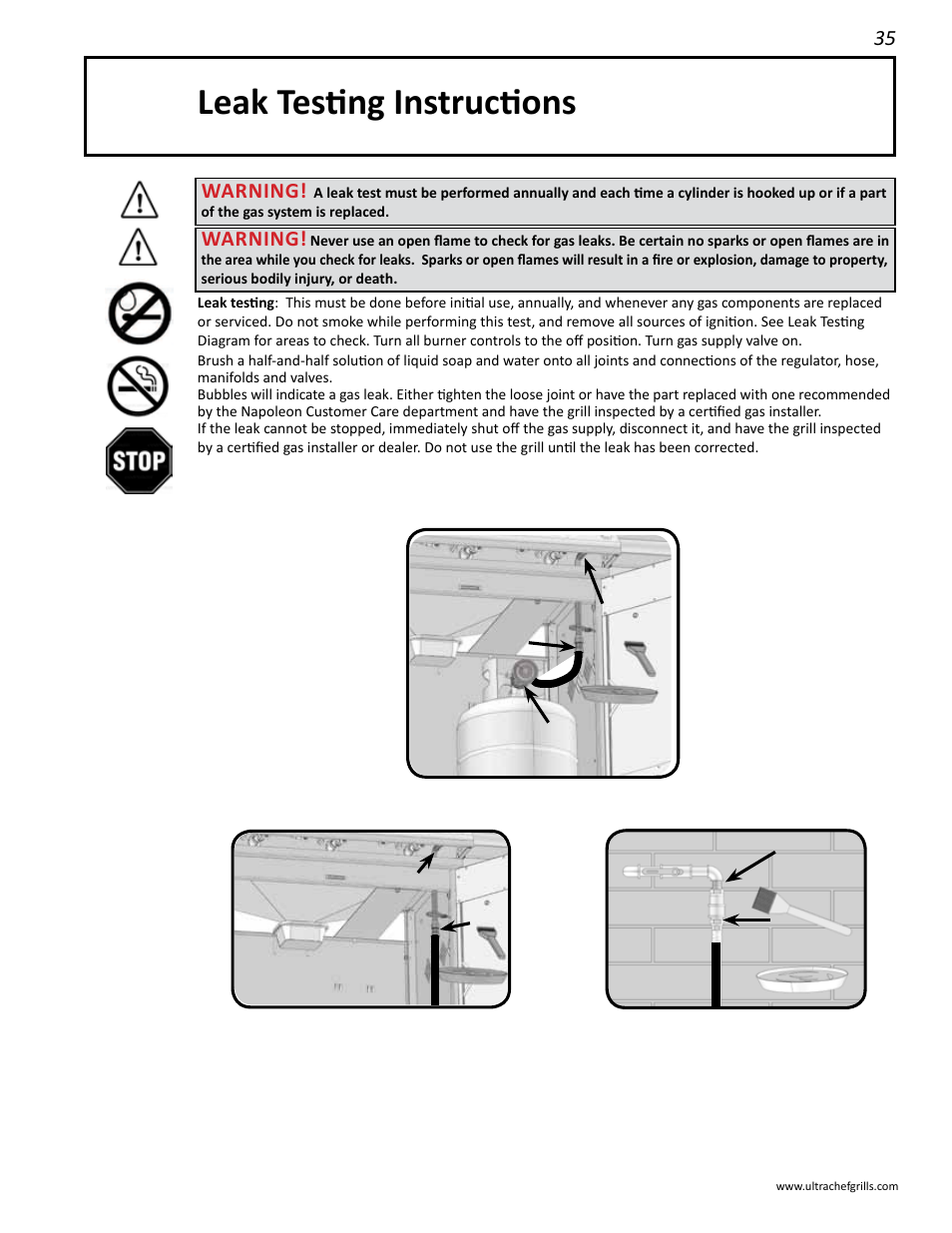 Leak testing instructions, Warning | Interlink electronic L485SIB User Manual | Page 35 / 48