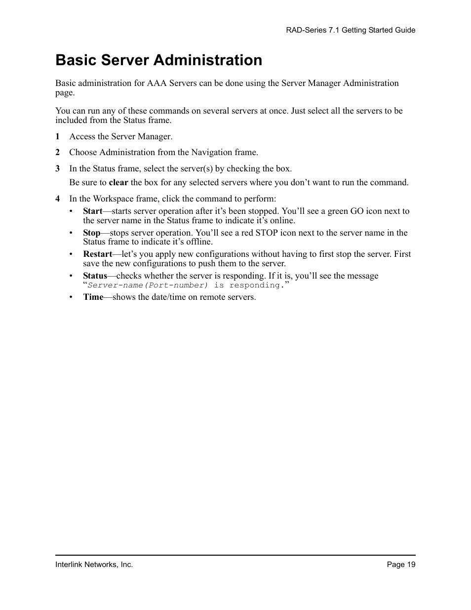 Basic server administration | Interlink electronic 7.1 User Manual | Page 23 / 25