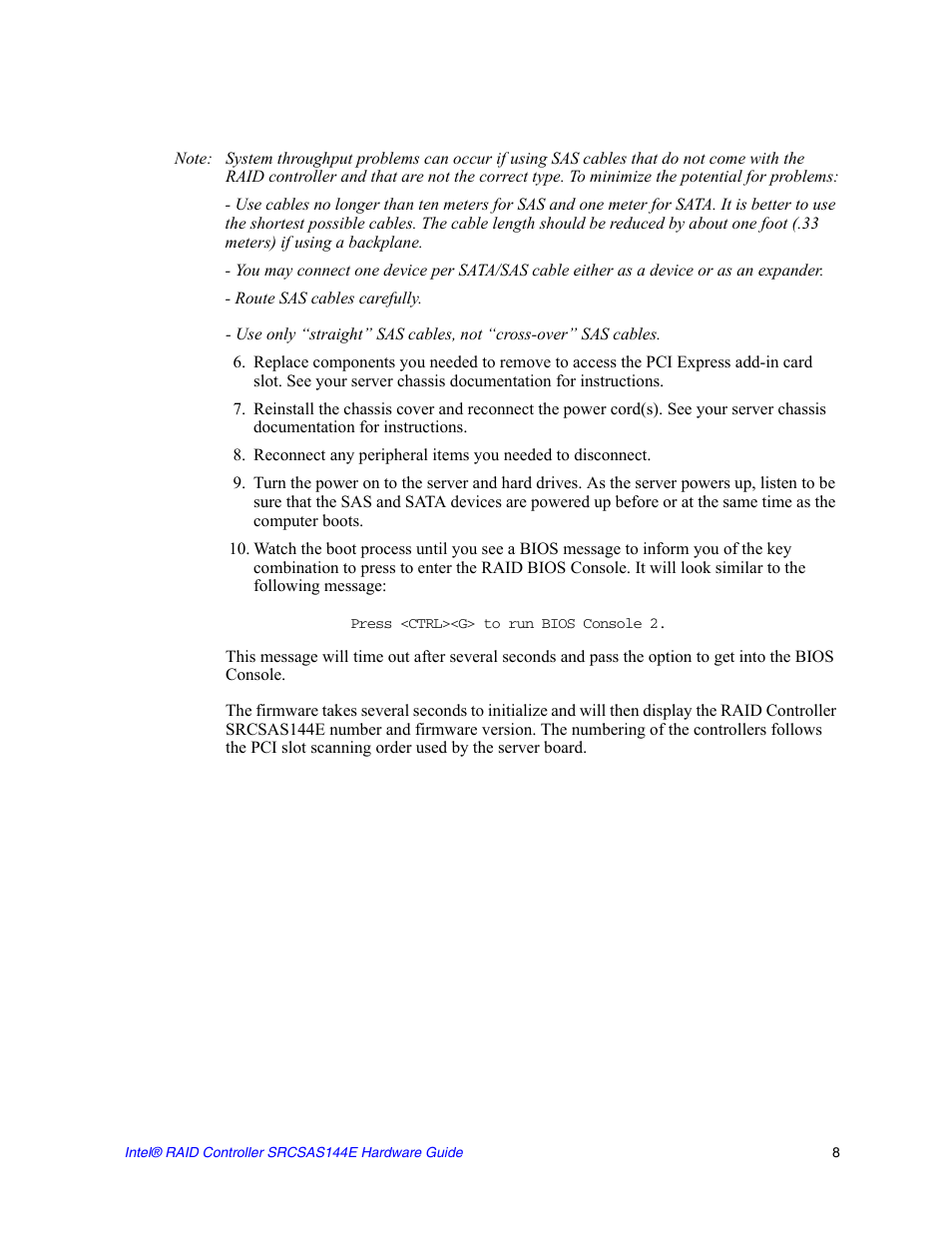 Intel raid controller srcsas144e User Manual | Page 17 / 28