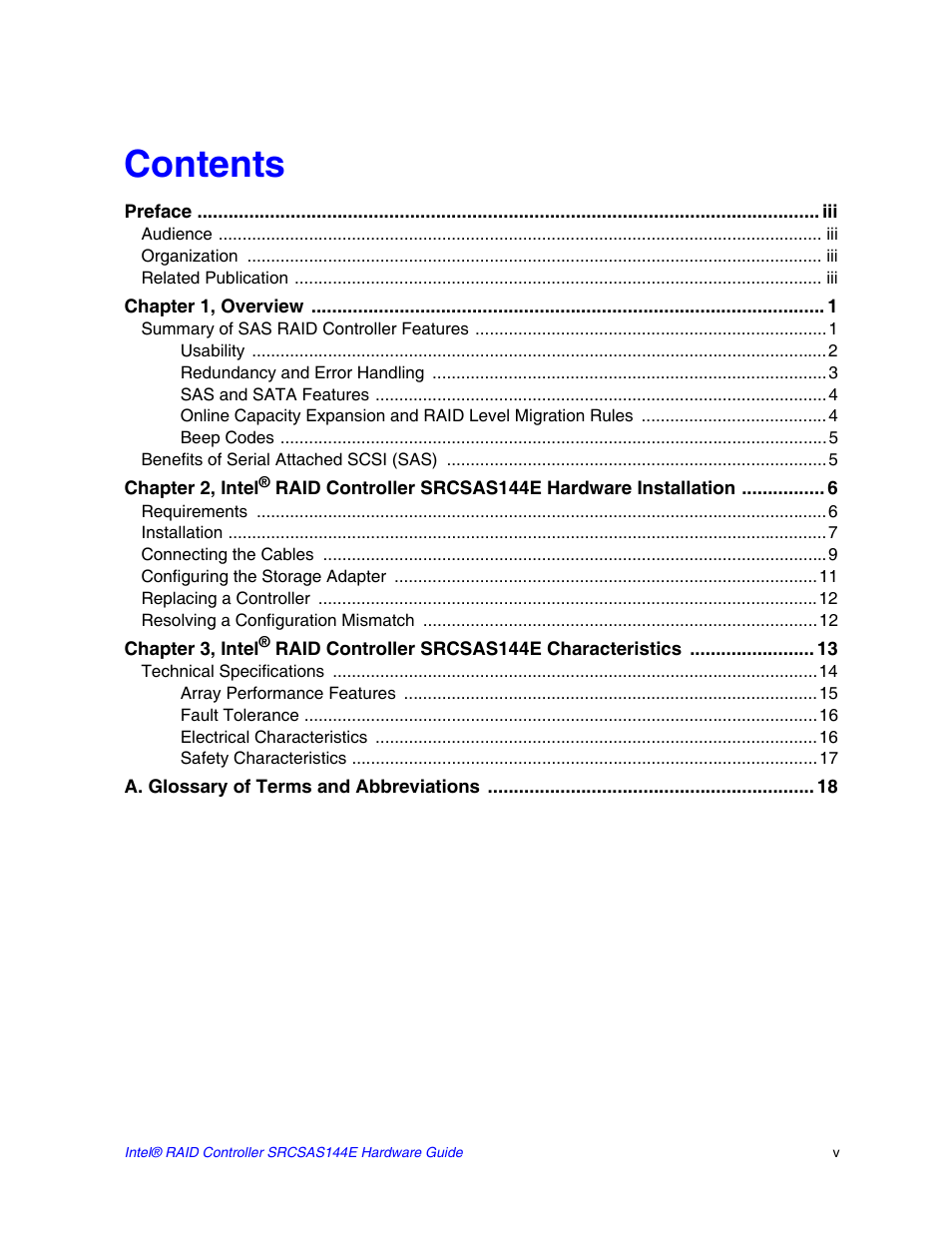 Intel raid controller srcsas144e User Manual | Page 5 / 28