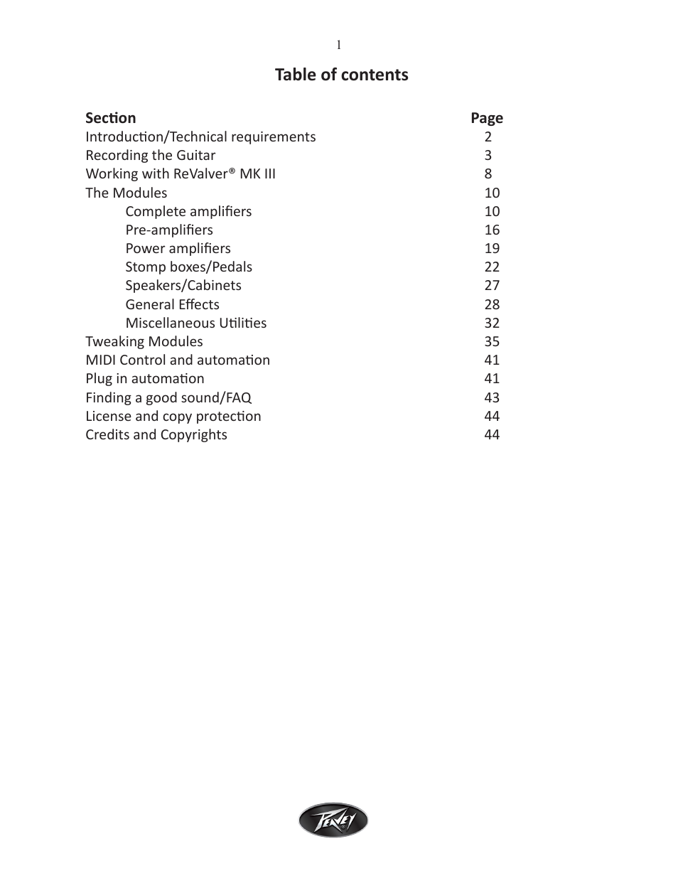 Intel Peavey ReValver MK III User Manual | Page 2 / 45