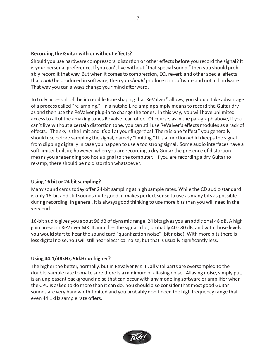 Intel Peavey ReValver MK III User Manual | Page 8 / 45