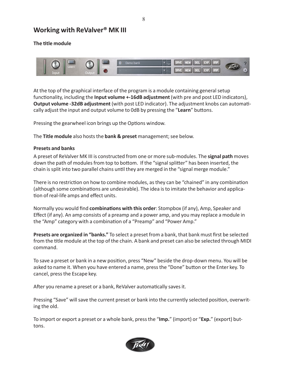 Working with revalver® mk iii | Intel Peavey ReValver MK III User Manual | Page 9 / 45