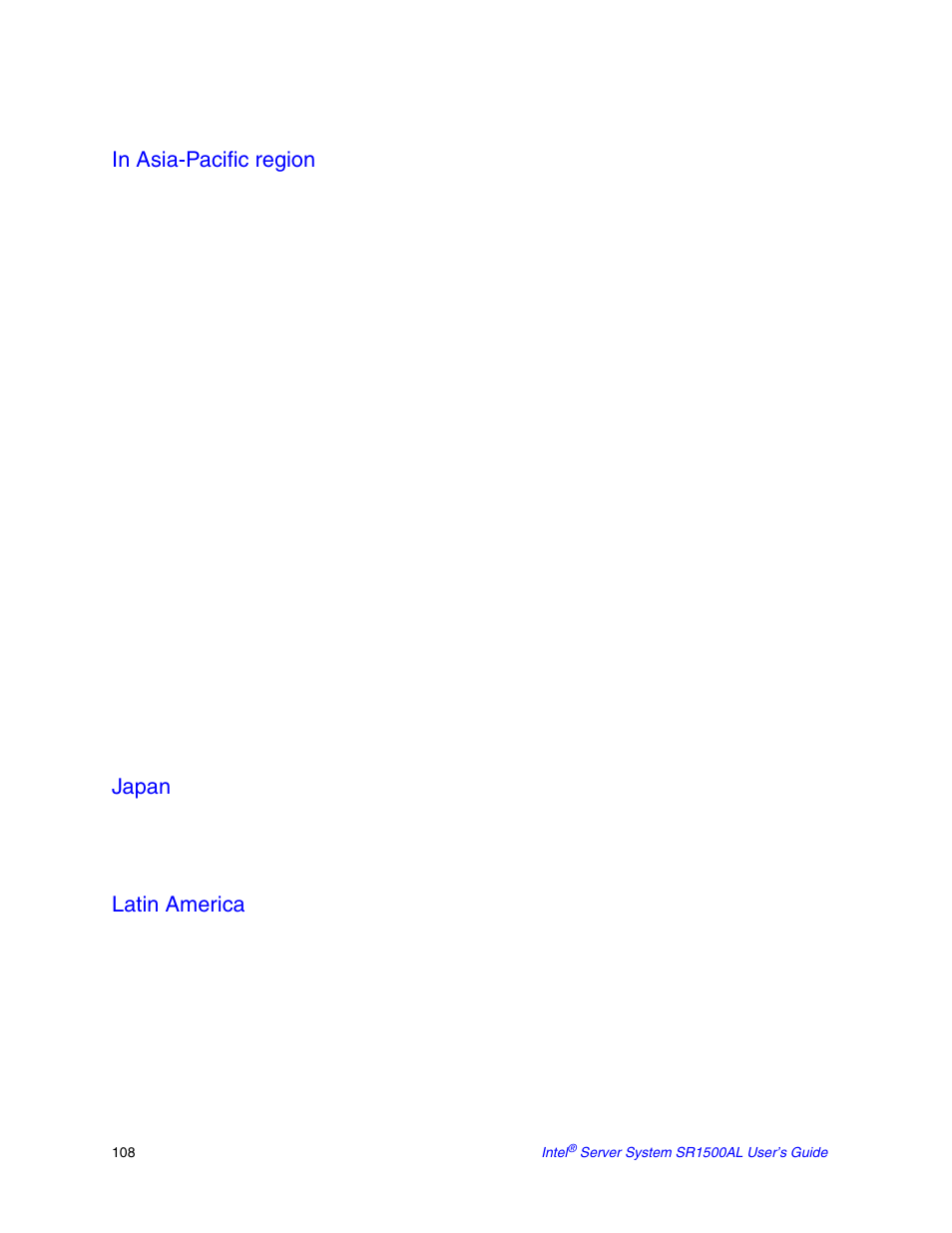 Japan, Latin america | Intel SR1500AL User Manual | Page 130 / 180