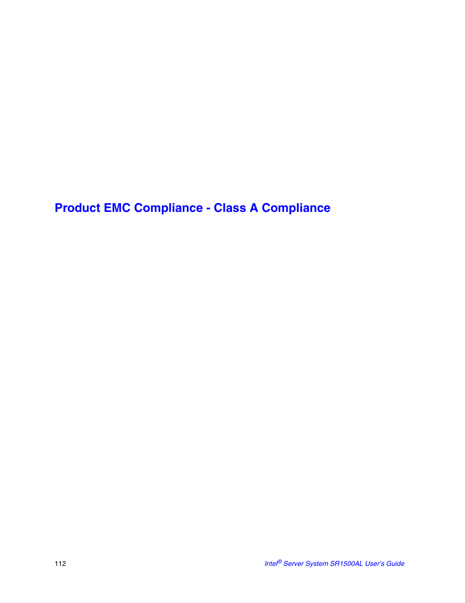Product emc compliance - class a compliance | Intel SR1500AL User Manual | Page 134 / 180