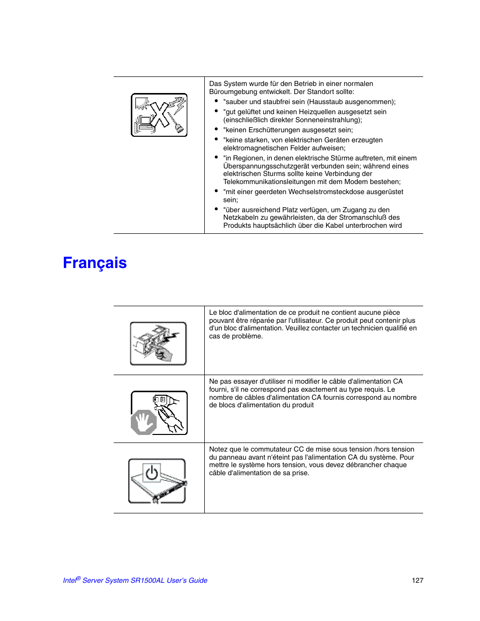 Français | Intel SR1500AL User Manual | Page 149 / 180