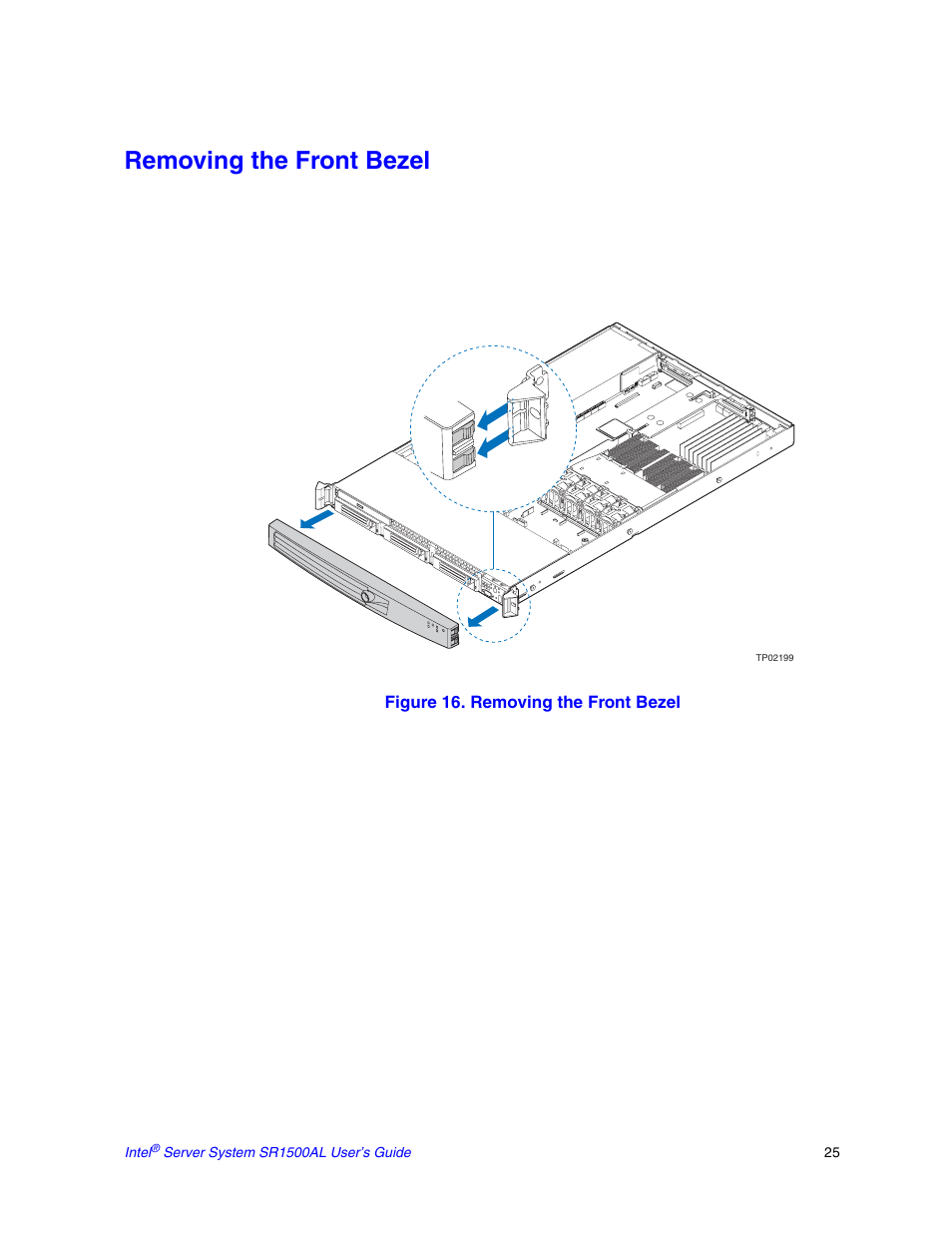 Removing the front bezel | Intel SR1500AL User Manual | Page 47 / 180