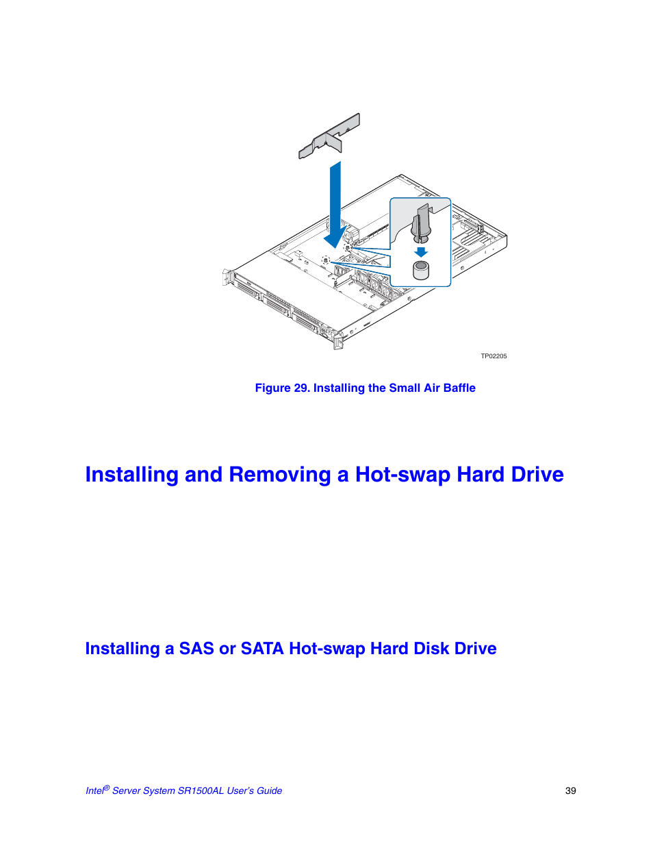 Installing and removing a hot-swap hard drive, Installing a sas or sata hot-swap hard disk drive | Intel SR1500AL User Manual | Page 61 / 180