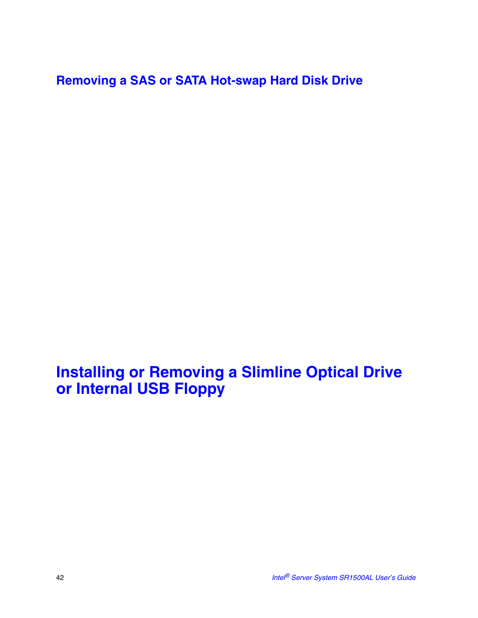 Removing a sas or sata hot-swap hard disk drive | Intel SR1500AL User Manual | Page 64 / 180