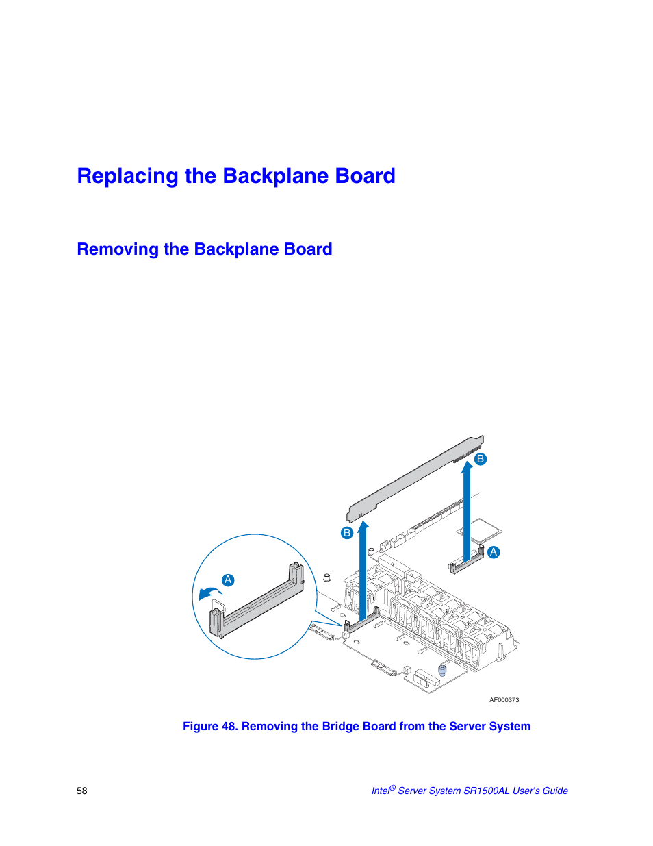 Replacing the backplane board, Removing the backplane board | Intel SR1500AL User Manual | Page 80 / 180