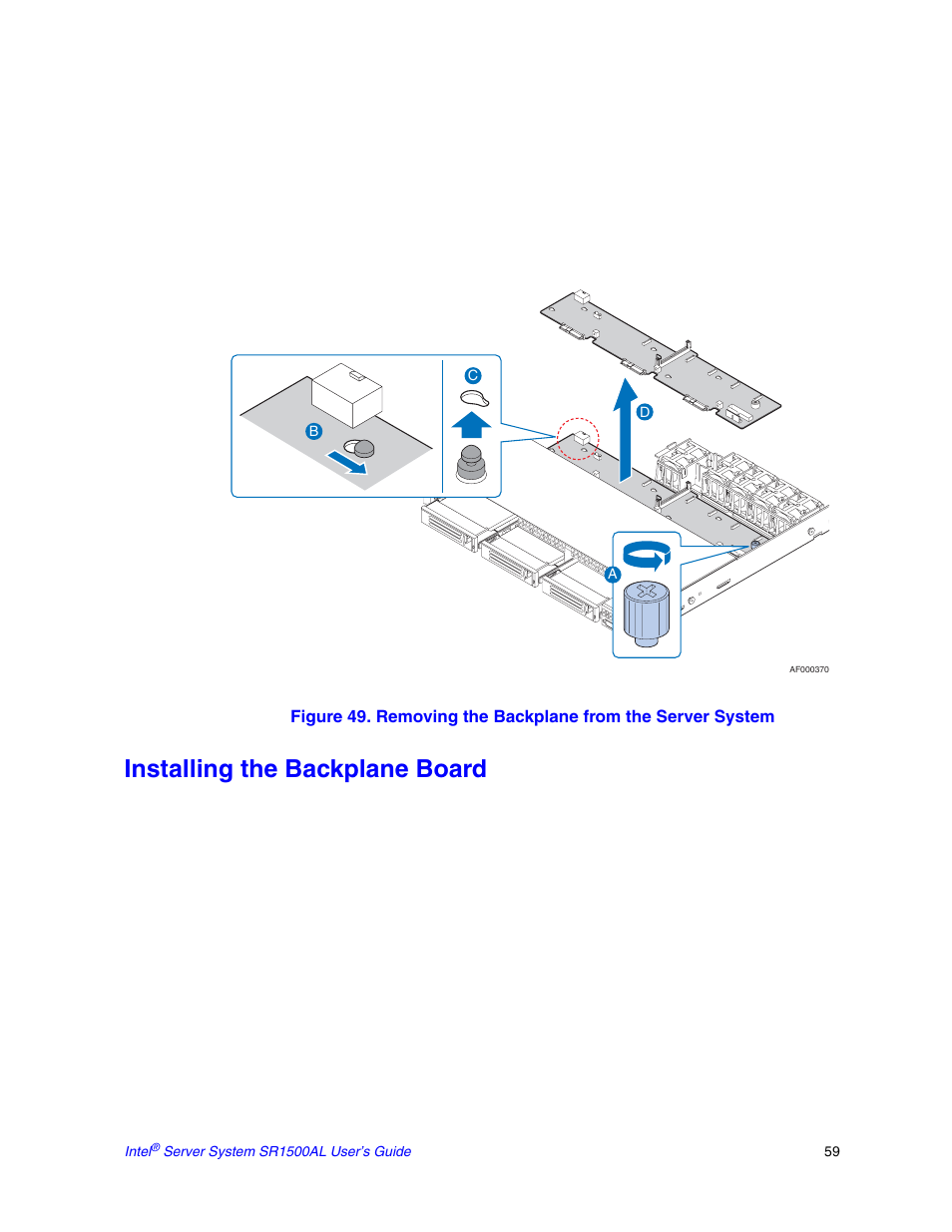 Installing the backplane board | Intel SR1500AL User Manual | Page 81 / 180