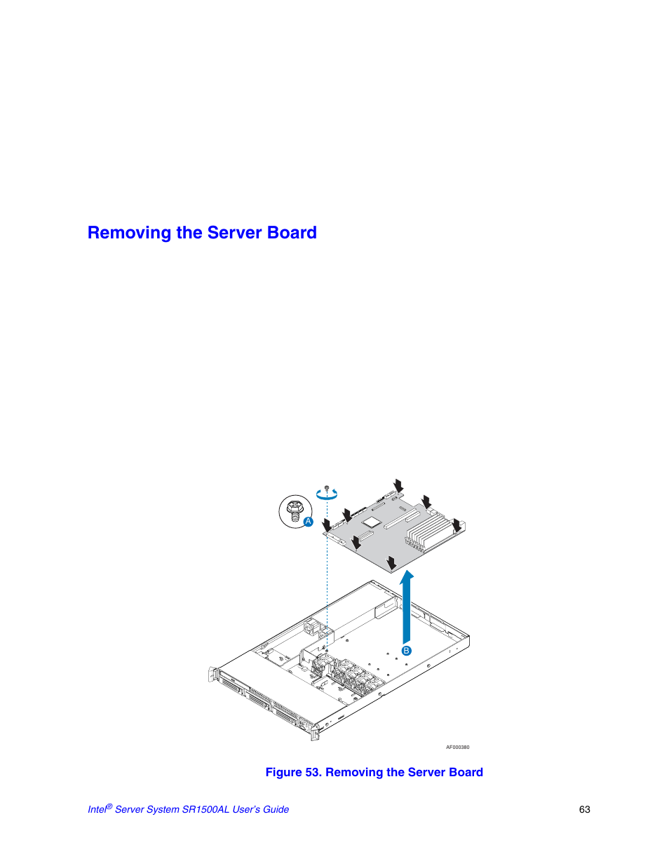 Removing the server board | Intel SR1500AL User Manual | Page 85 / 180