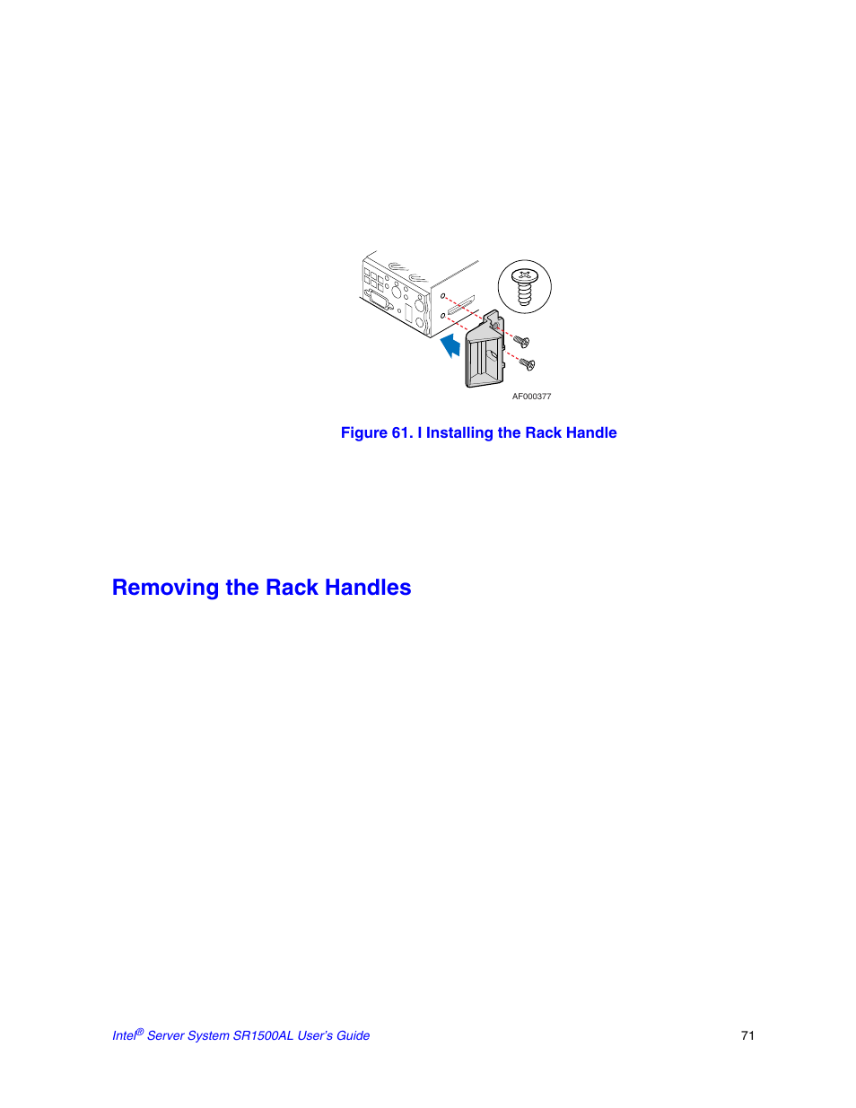 Removing the rack handles | Intel SR1500AL User Manual | Page 93 / 180