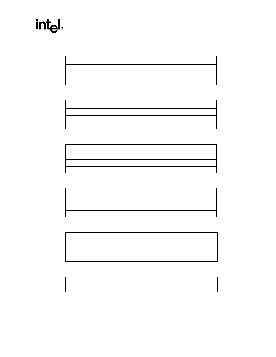 Table 6-32. common memory space write commands, Table 6-33. common memory space read commands, Table 6-34. attribute memory space write commands | Table 6-35. attribute memory space read commands, Table 6-32 | Intel PXA26X User Manual | Page 253 / 624