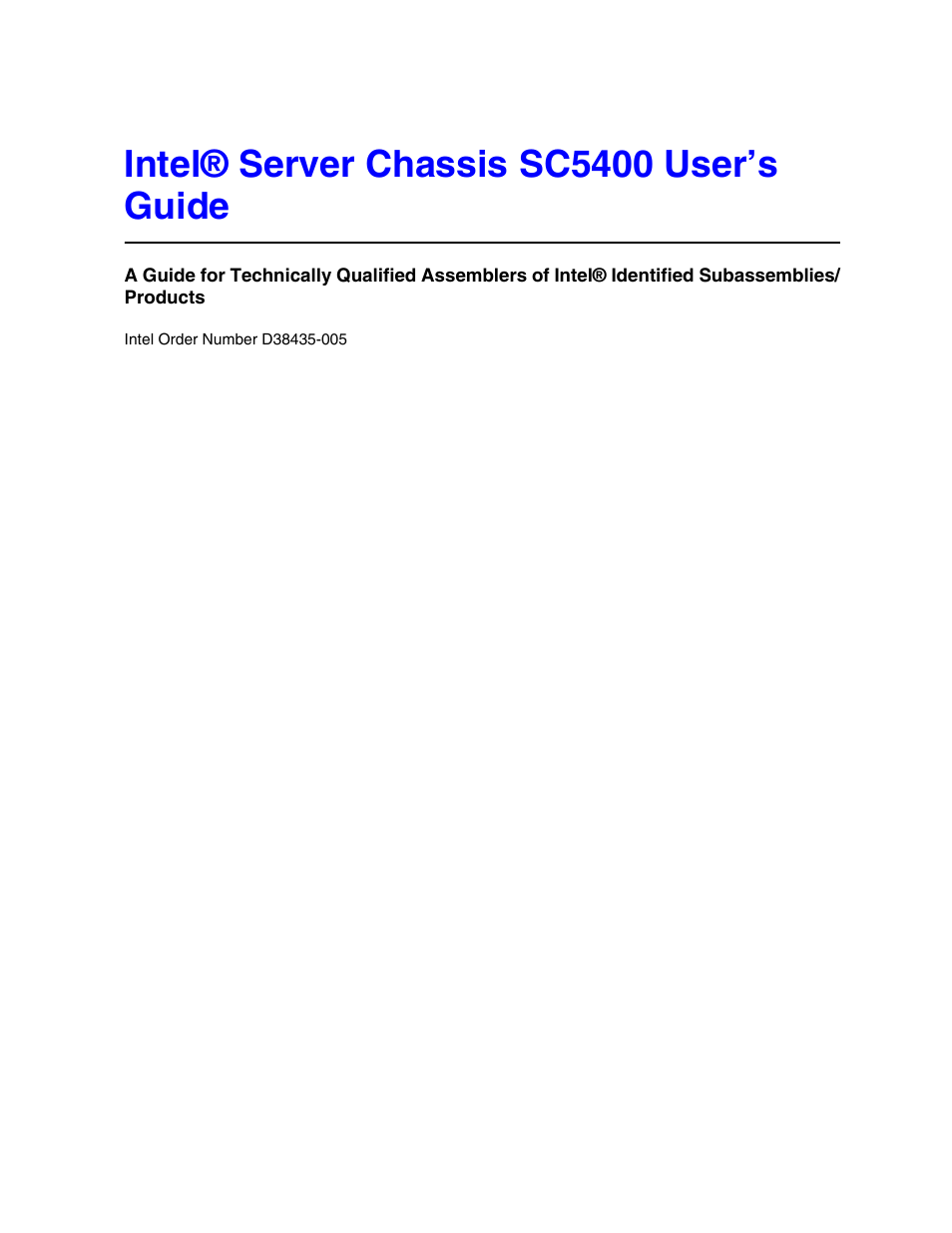 Intel SC5400 User Manual | 146 pages