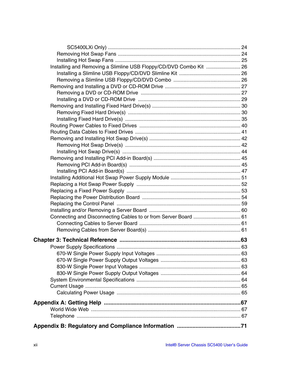 Intel SC5400 User Manual | Page 12 / 146