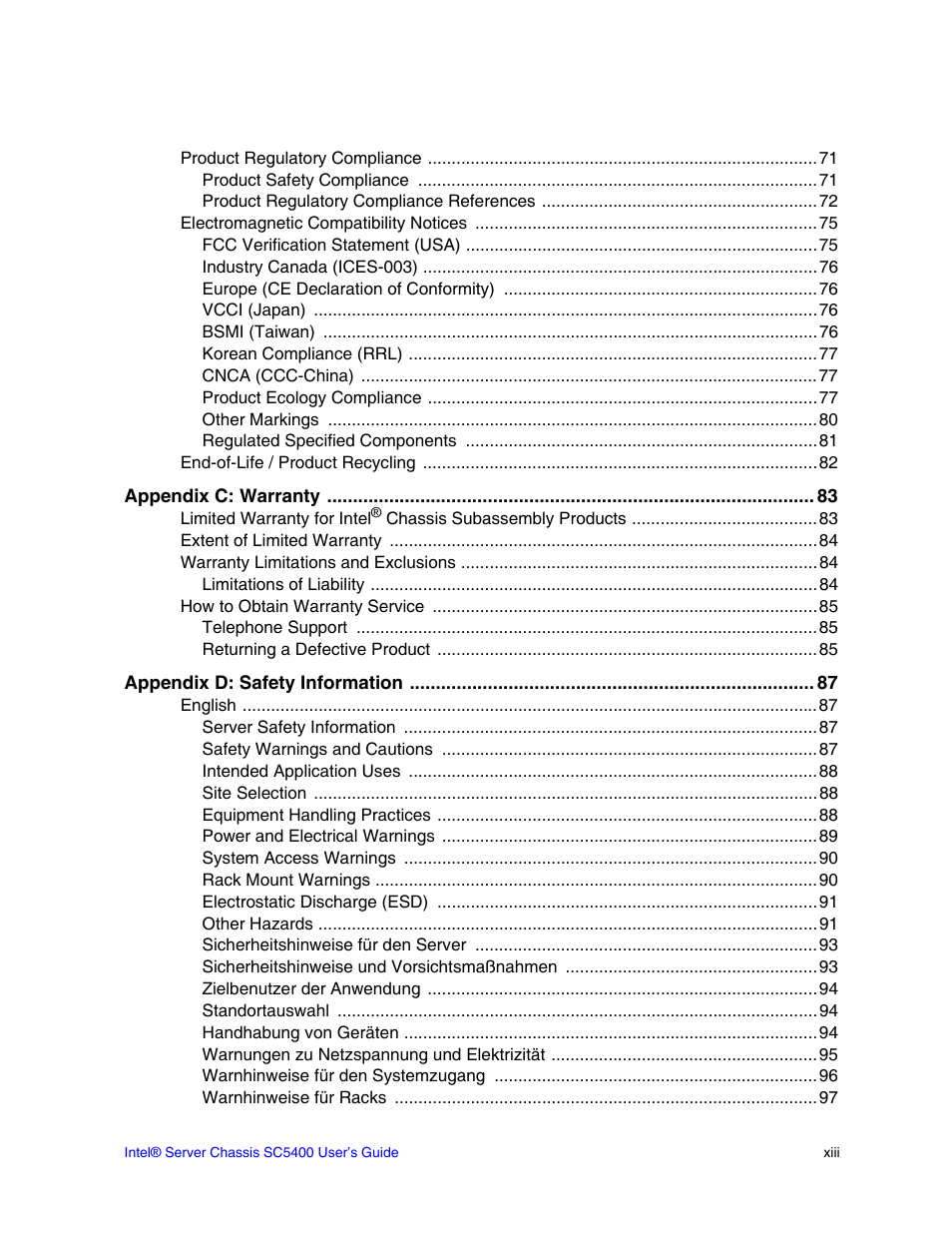 Intel SC5400 User Manual | Page 13 / 146