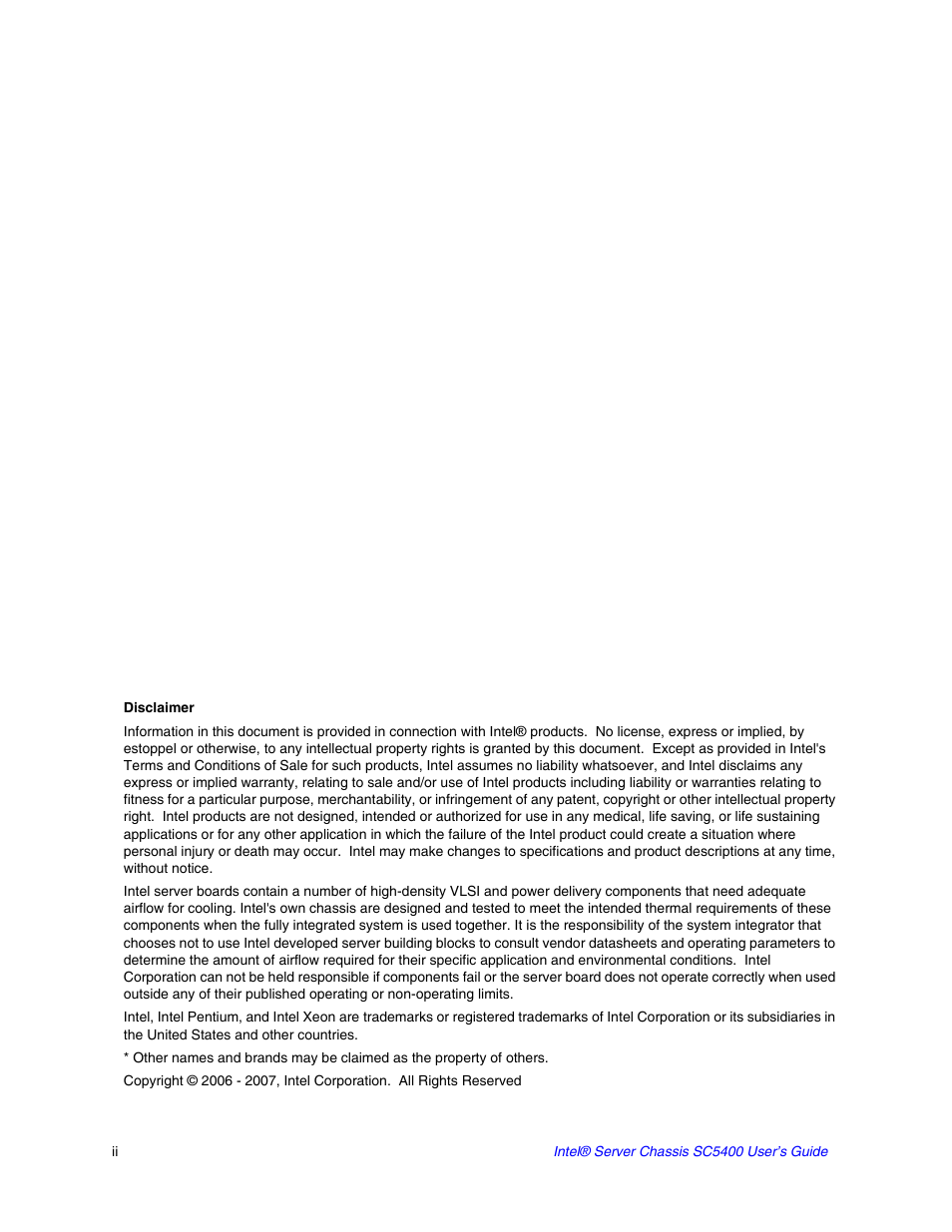 Intel SC5400 User Manual | Page 2 / 146